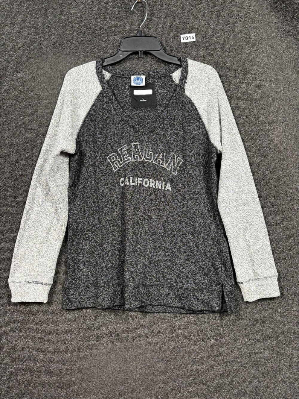 Ronald Reagan Library California Shirt Womens Large Gray Raglan Long Sleeve